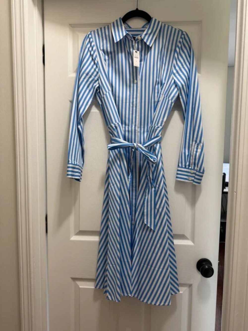 Talbots Blue & White Striped Dress with Sash NWT Size 6